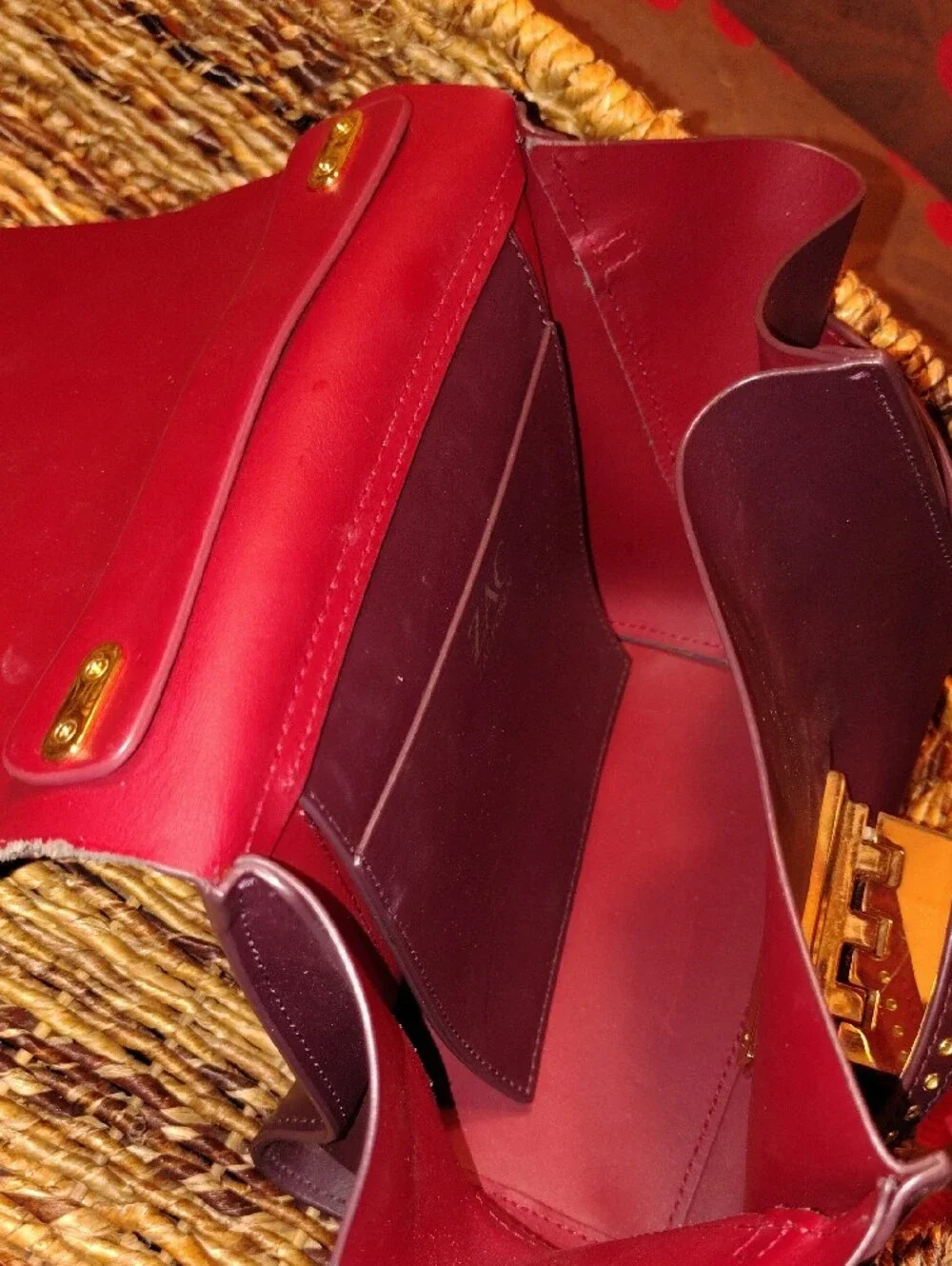 Designer Iconic Grommetted Crossbody Leather Top-Handle Satchel in Deep Plum